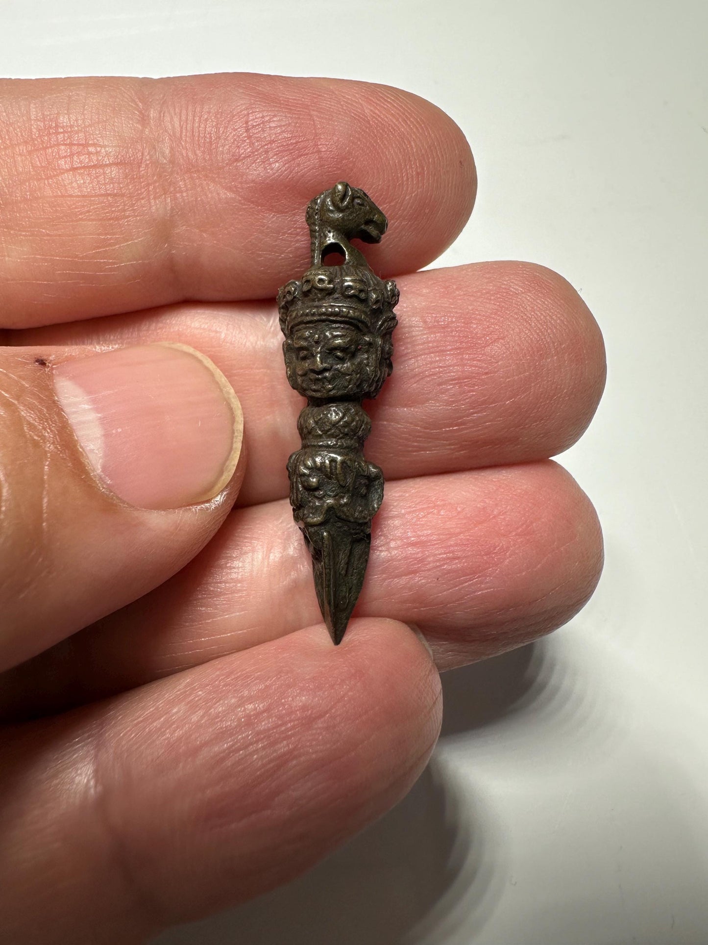 Handcrafted Nepalese Bronze Phurba Dagger  Horse Head Vajrakila Ritual Tool, Tibetan Buddhist Amulet