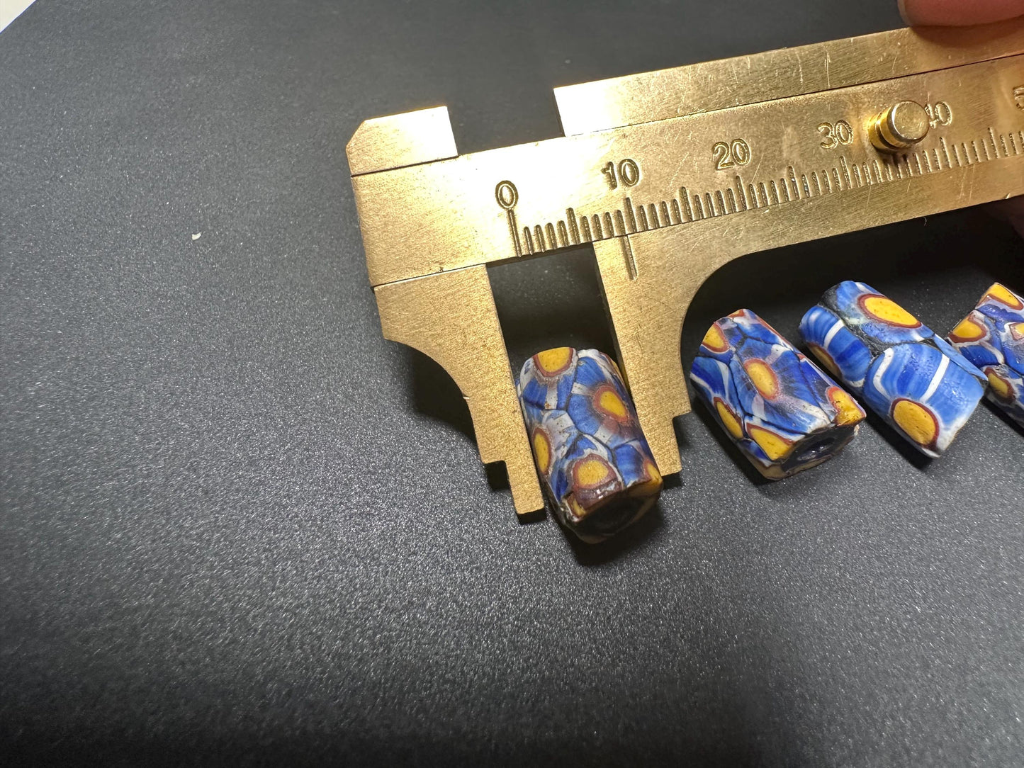 5 Antique Millefiori Beads  Venetian African Trade Glass Beads  Rare Cylinder Mosaic Beads for Jewelry Making