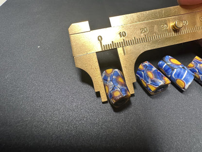 5 Antique Millefiori Beads  Venetian African Trade Glass Beads  Rare Cylinder Mosaic Beads for Jewelry Making