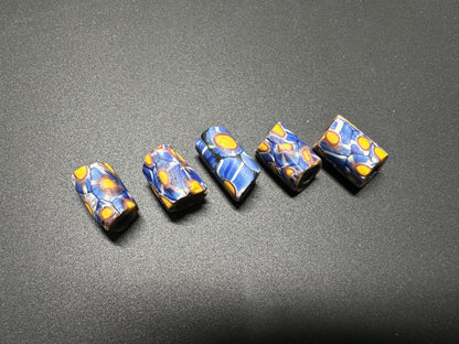 5 Antique Millefiori Beads  Venetian African Trade Glass Beads  Rare Cylinder Mosaic Beads for Jewelry Making