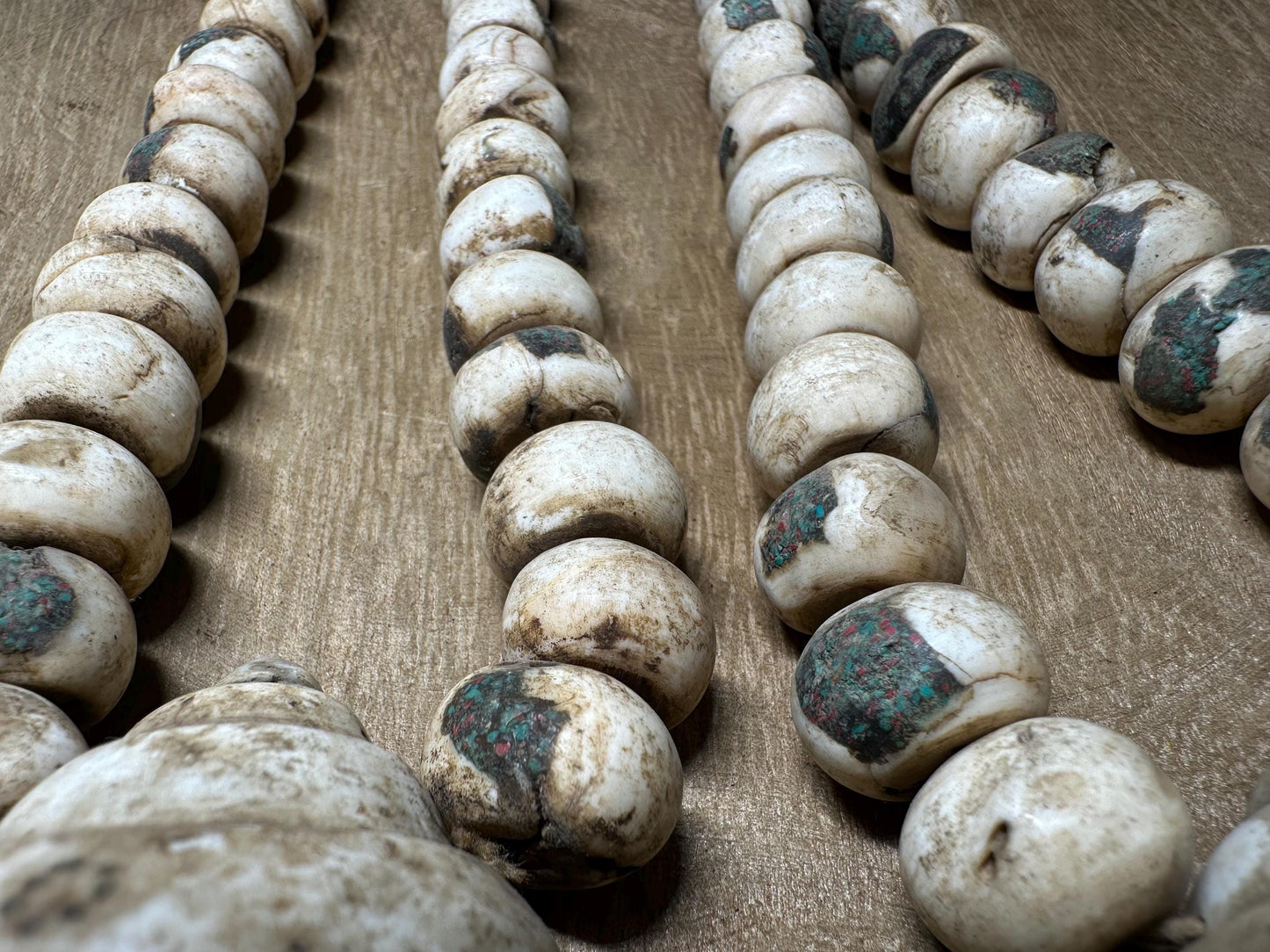 Inlaid Naga Conch Shell Mala Beads: Chank Shell Pendant, Nepal