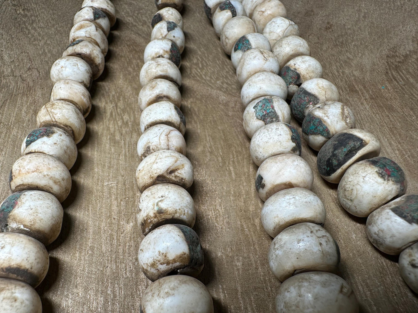 Inlaid Naga Conch Shell Mala Beads: Chank Shell Pendant, Nepal