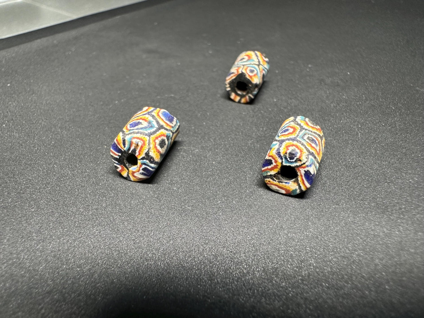 3 Pics Antique Millefiori Trade Beads | Venetian African Glass Cylinder Beads | Rare Jewelry Making Supplies