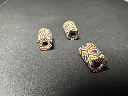 3 Pics Antique Millefiori Trade Beads | Venetian African Glass Cylinder Beads | Rare Jewelry Making Supplies