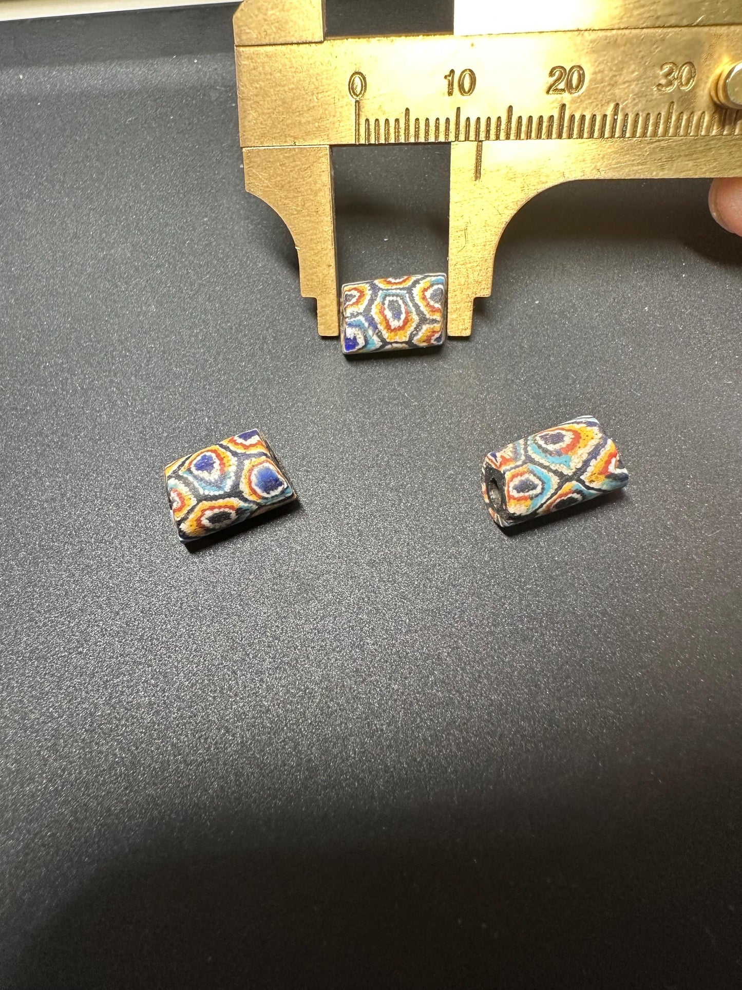 3 Pics Antique Millefiori Trade Beads | Venetian African Glass Cylinder Beads | Rare Jewelry Making Supplies