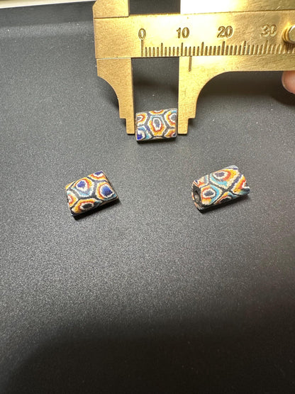 3 Pics Antique Millefiori Trade Beads | Venetian African Glass Cylinder Beads | Rare Jewelry Making Supplies
