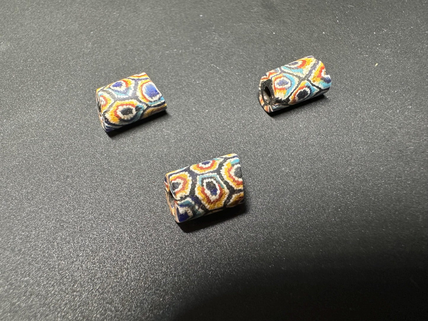 3 Pics Antique Millefiori Trade Beads | Venetian African Glass Cylinder Beads | Rare Jewelry Making Supplies