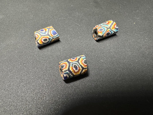 3 Pics Antique Millefiori Trade Beads | Venetian African Glass Cylinder Beads | Rare Jewelry Making Supplies