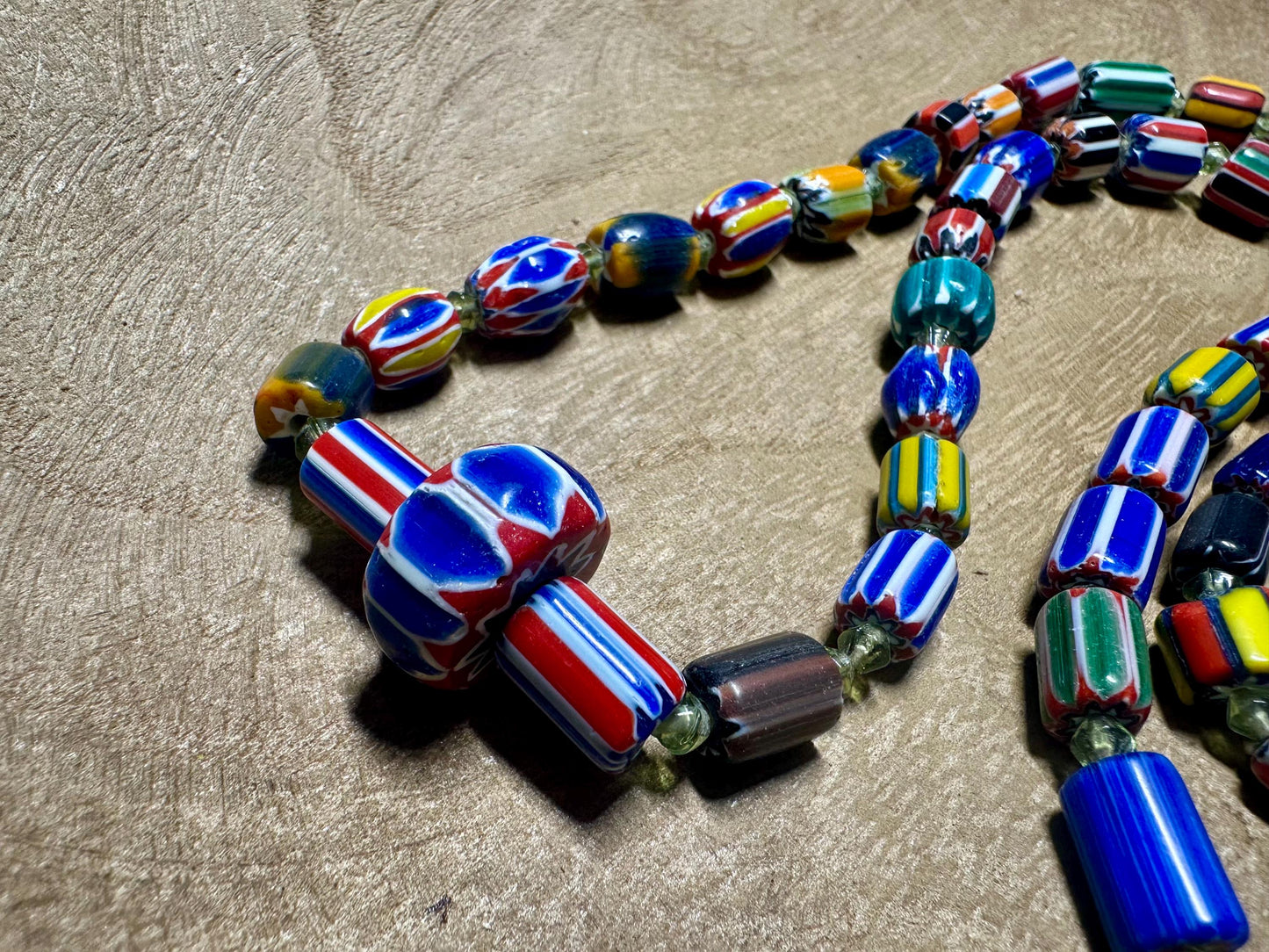 Handmade Chevron Glass Bead Necklace: Nepal Tribal Boho Jewelry