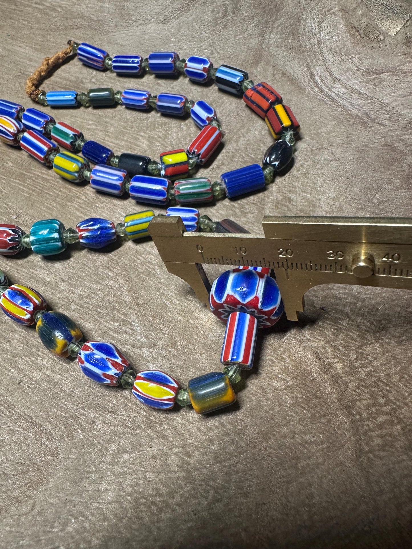 Handmade Chevron Glass Bead Necklace: Nepal Tribal Boho Jewelry