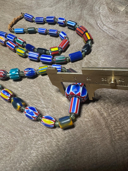 Handmade Chevron Glass Bead Necklace: Nepal Tribal Boho Jewelry