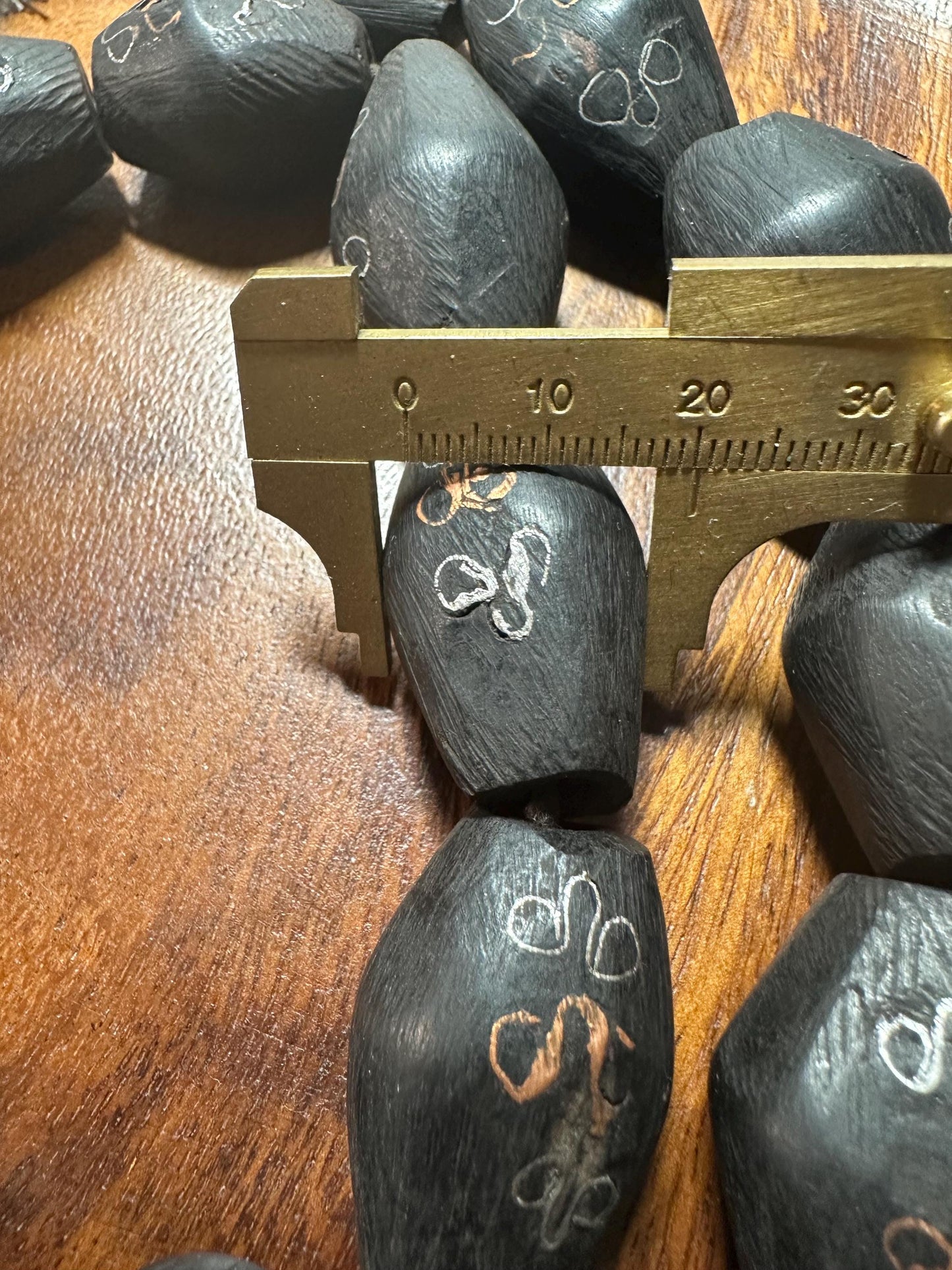 Hand-Carved African Ebony Wood Beads: Tribal Jewelry Making, 25pc Strand