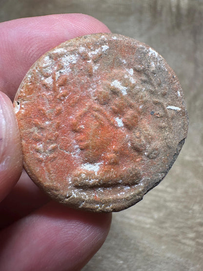 Greek-Style Terracotta Portrait Plaque | Classical Face Medallion | Ancient-Inspired Clay Amulet | Rustic Ceramic Talisman Coin