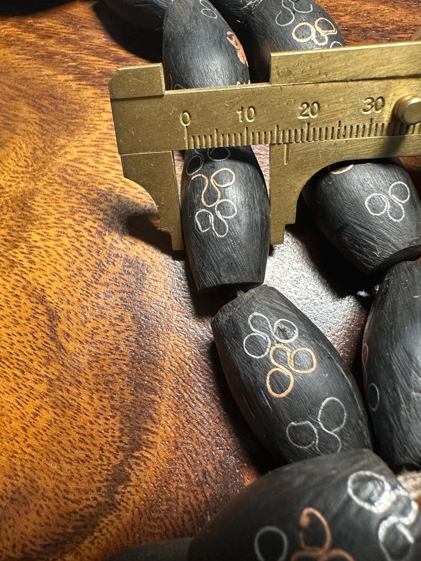 Hand-Carved African Ebony Wood Beads: Tribal Jewelry Making (25 Beads/Strand