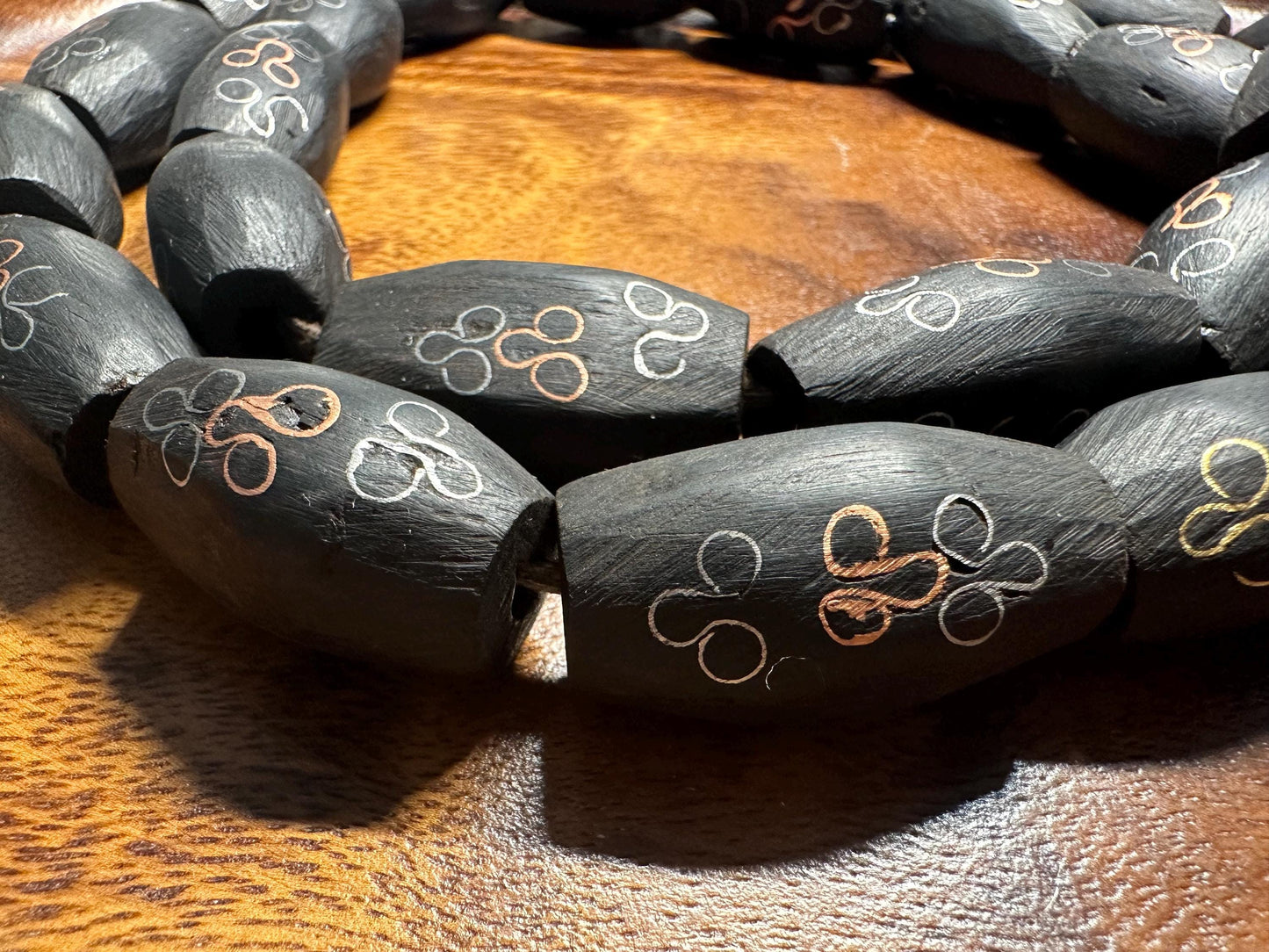 Hand-Carved African Ebony Wood Beads: Tribal Jewelry Making (25 Beads/Strand