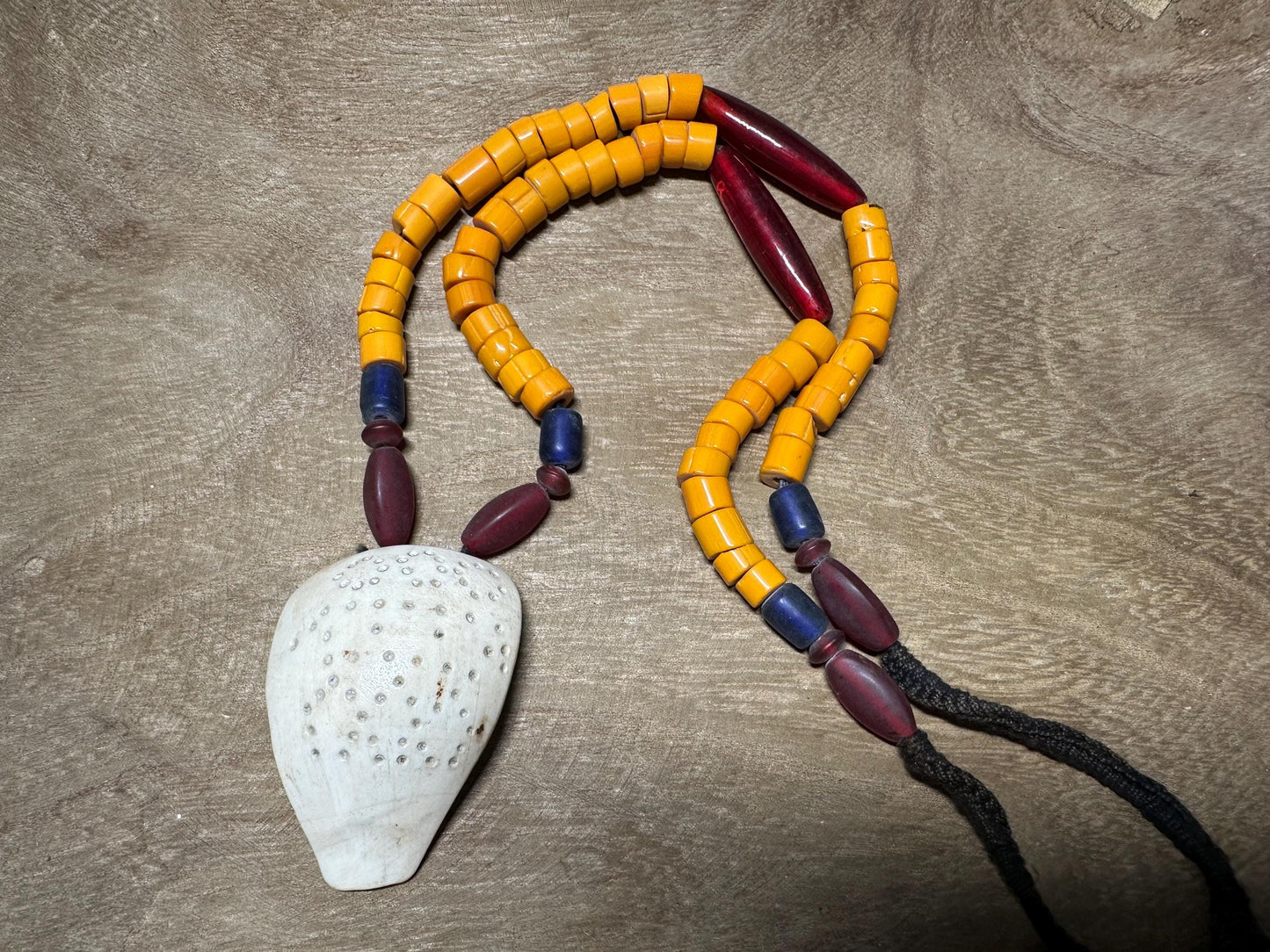 Nepal Tribal Necklace: Amulet Pendant, Vintage Beads, Himalayan Talisman