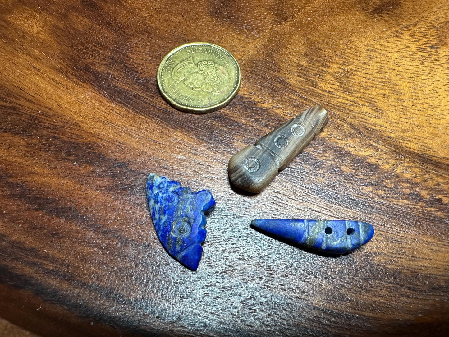 Carved Gemstone Amulets: Jade, Agate, Lapis Lazuli Tribal Beads (Lot of 15)