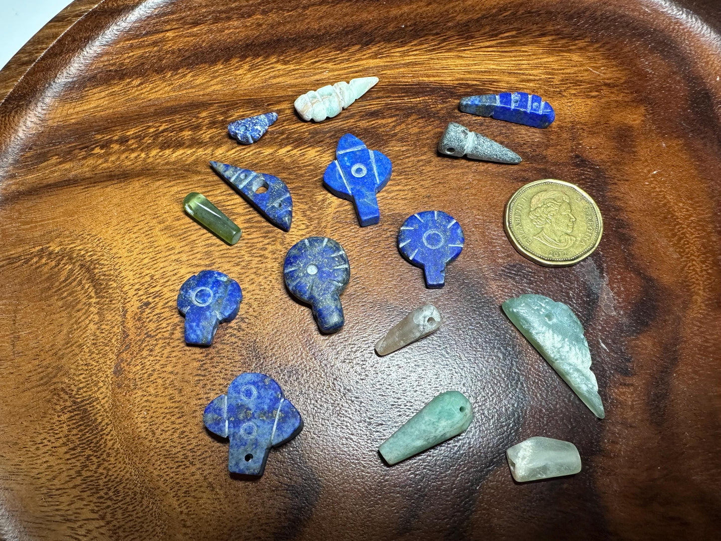 Rustic Gemstone Amulet Collection  15 Hand Carved Jade, Agate, Lapis Beads for Jewelry Crafts