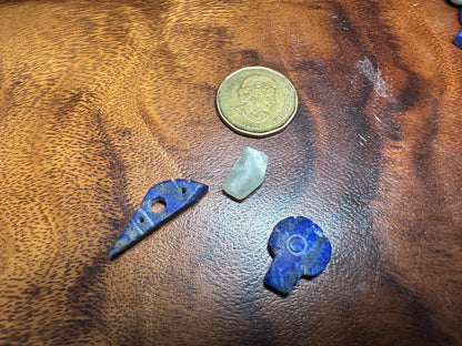 Rustic Gemstone Amulet Collection  15 Hand Carved Jade, Agate, Lapis Beads for Jewelry Crafts