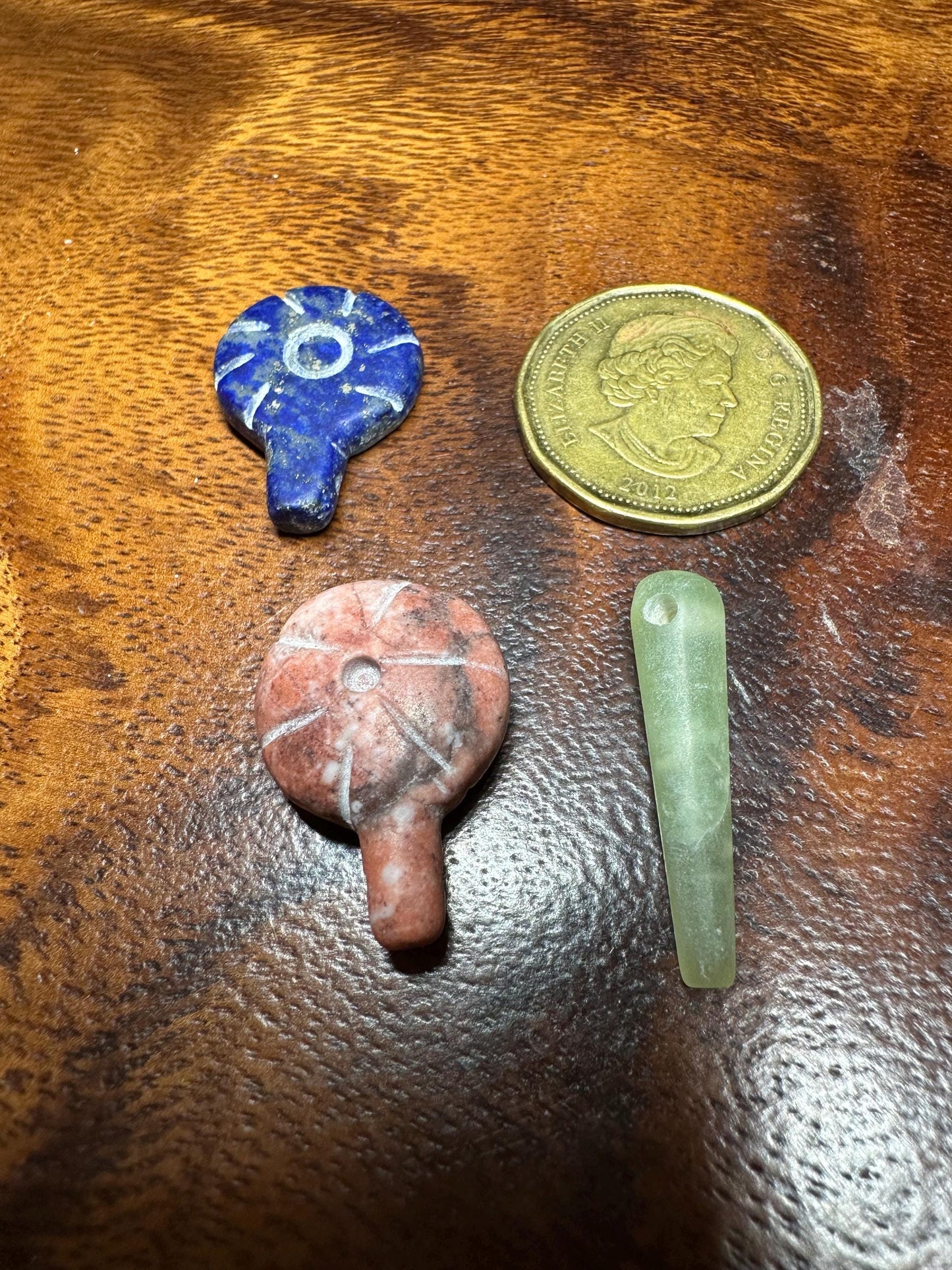 Hand Carved Gemstone Amulet Lot: Lapis, Jade, Agate Boho Jewelry Supplies