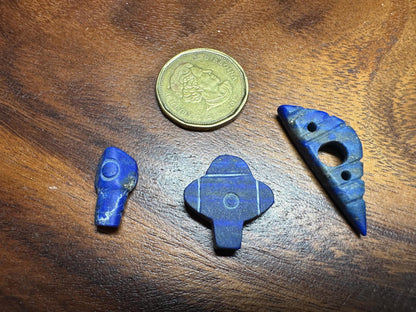 Ethnic Stone Amulets  15 Carved Gemstone Beads in Jade, Lapis & Agate  Jewelry Making Lot