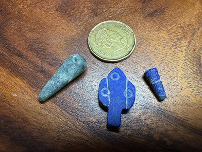 Ethnic Stone Amulets  15 Carved Gemstone Beads in Jade, Lapis & Agate  Jewelry Making Lot