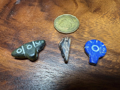 Hand Carved Gemstone Pendants  15 Tribal Amulets in Lapis, Jade, Agate  Artisan Supply Lot