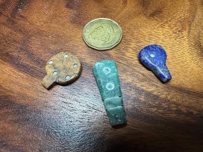 Hand Carved Gemstone Pendants  15 Tribal Amulets in Lapis, Jade, Agate  Artisan Supply Lot
