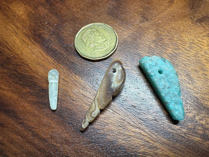 15 Tribal Amulets  Carved Gemstone Lot in Lapis, Jade, and Agate  Unique Craft Beads