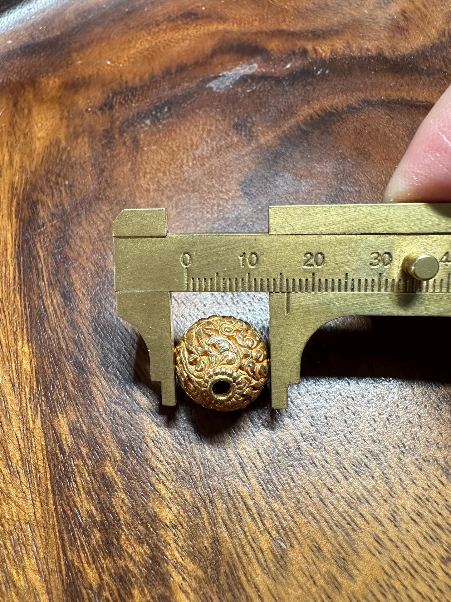 Handmade Gold Plated Filigree Bead: Nepal Tibetan Brass Spacer