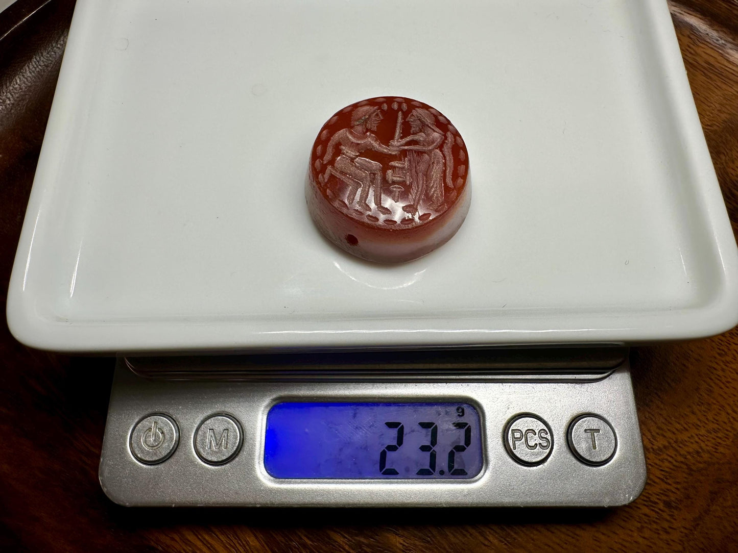 Rare Hand-Carved Roman Style Intaglio Agate Bead  Classical Ancient Figure  Collectible Gemstone