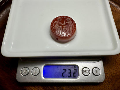 Rare Hand-Carved Roman Style Intaglio Agate Bead  Classical Ancient Figure  Collectible Gemstone