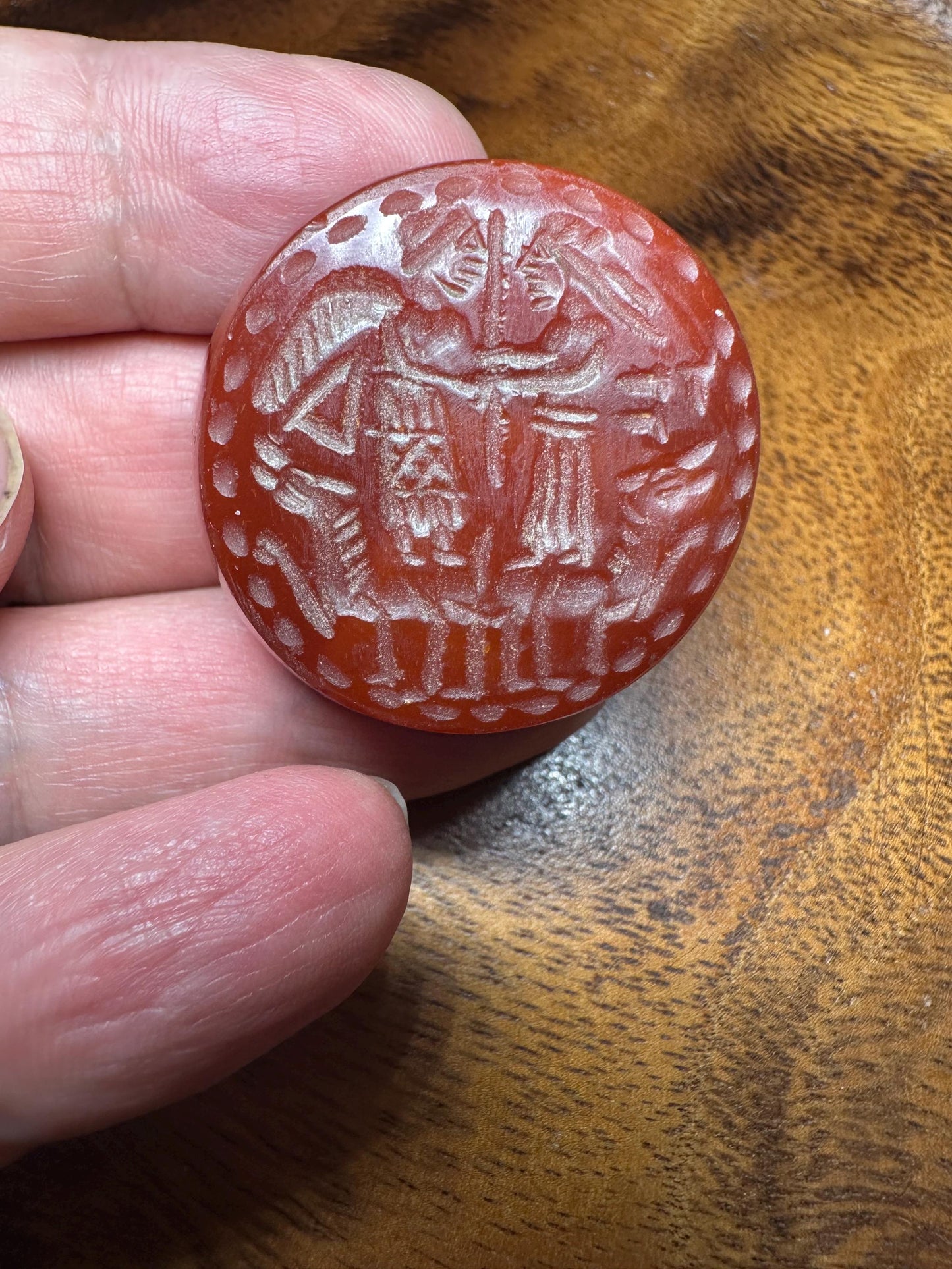 Rare Hand-Carved Roman Style Intaglio Agate Bead  Classical Ancient Figure  Collectible Gemstone