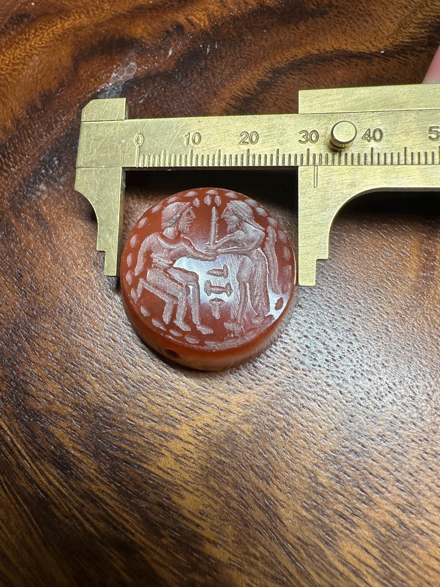 Rare Hand-Carved Roman Style Intaglio Agate Bead  Classical Ancient Figure  Collectible Gemstone