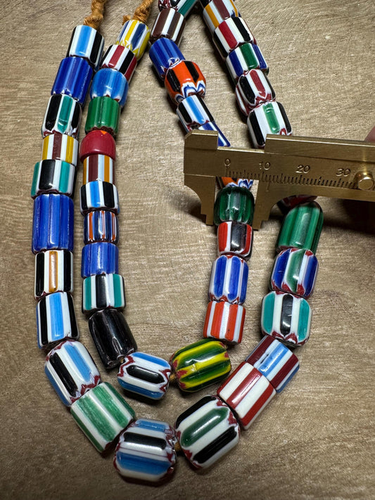 Colorful Chevron Bead Necklace | Nepal Trade Beads Jewelry | Vintage Style Boho Ethnic Statement Necklace