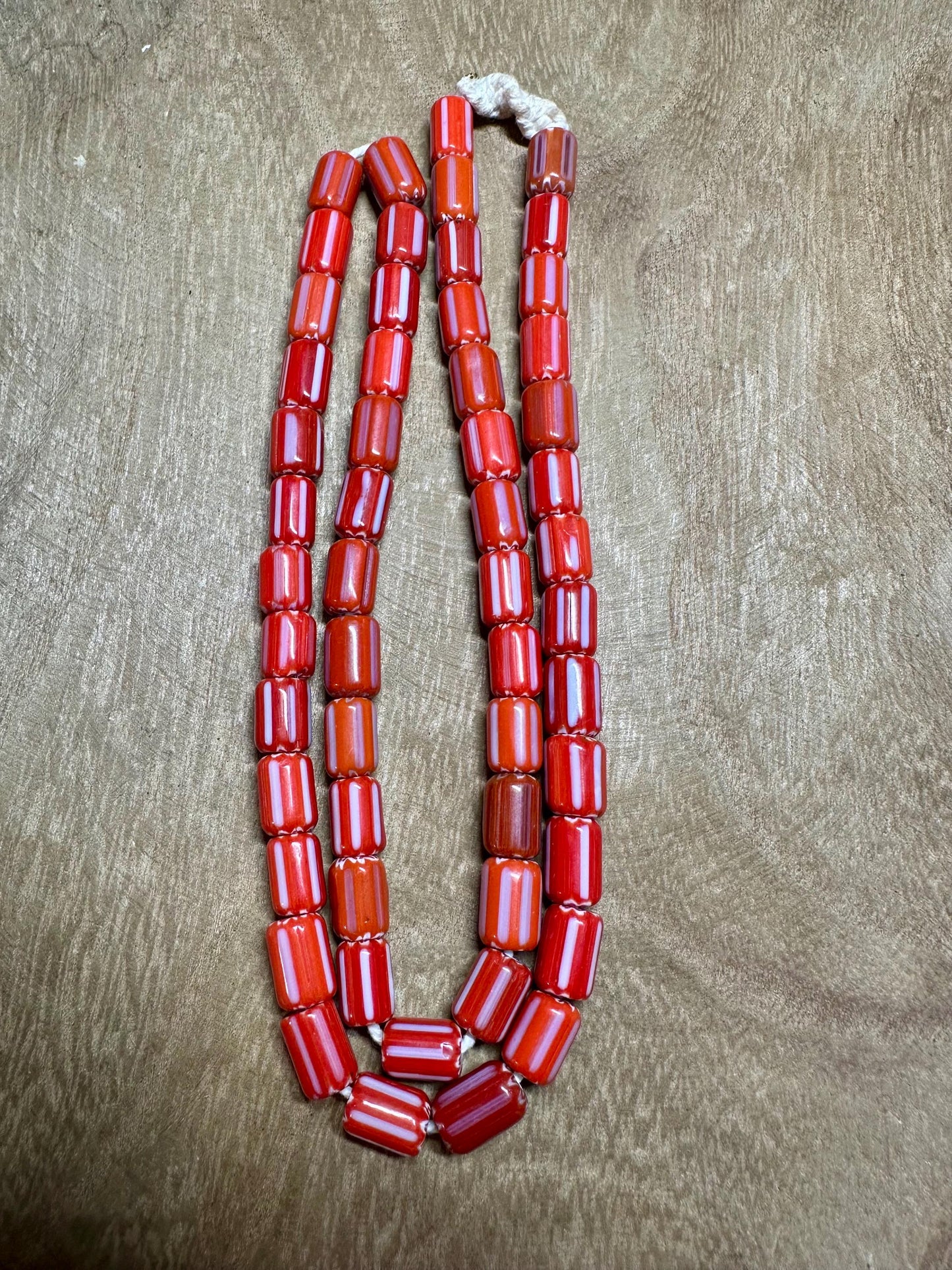 Red Venetian Chevron Glass Beads necklace,Nepal beads,Trade beads,7mm