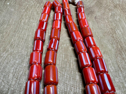 Red Venetian Chevron Glass Beads necklace,Nepal beads,Trade beads,7mm