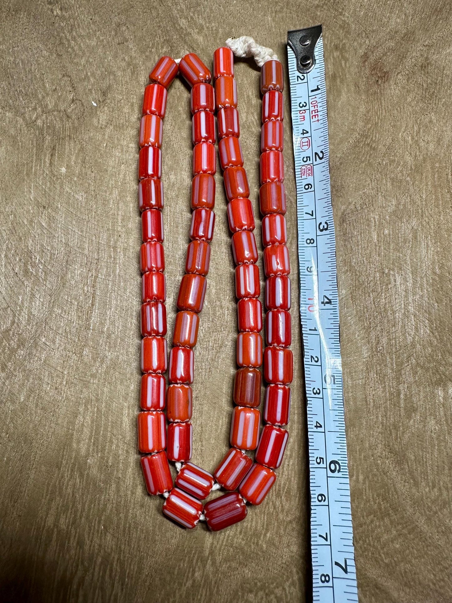 Red Venetian Chevron Glass Beads necklace,Nepal beads,Trade beads,7mm