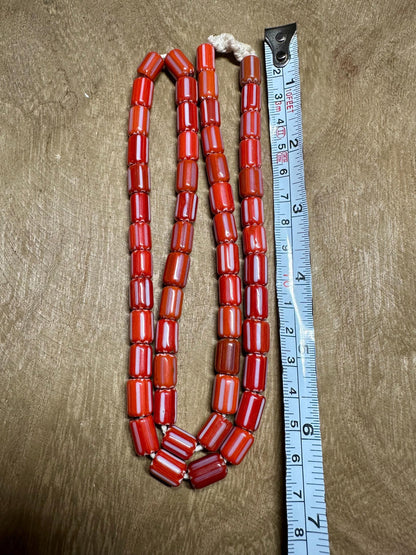 Red Venetian Chevron Glass Beads necklace,Nepal beads,Trade beads,7mm