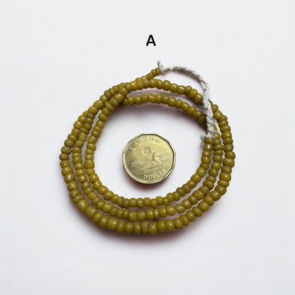 Yellow Java Glass Beads: Vintage African Trade Beads, Boho Jewelry