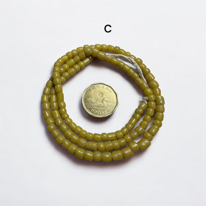 Yellow Java Glass Beads: Vintage African Trade Beads, Boho Jewelry