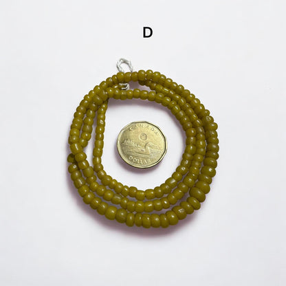 Yellow Java Glass Beads: Vintage African Trade Beads, Boho Jewelry