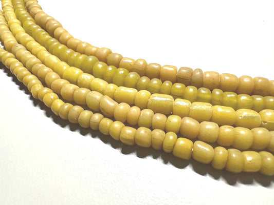 Yellow Java Glass Beads: Vintage African Trade Beads, Boho Jewelry