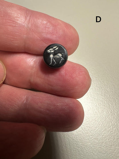 Afghan Style Intaglio Seal Bead  Natural Banded Agate Hand-Carved Animal Design, Collectible Stone