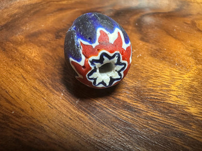 Nepalese Chevron Bead: Handmade Millefiori Starburst Glass