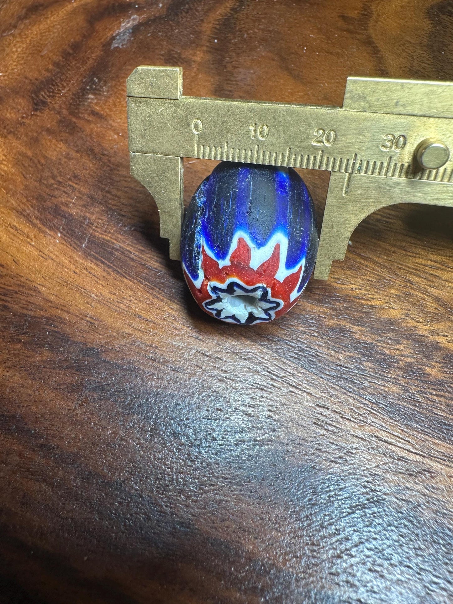 Nepalese Chevron Bead: Handmade Millefiori Starburst Glass