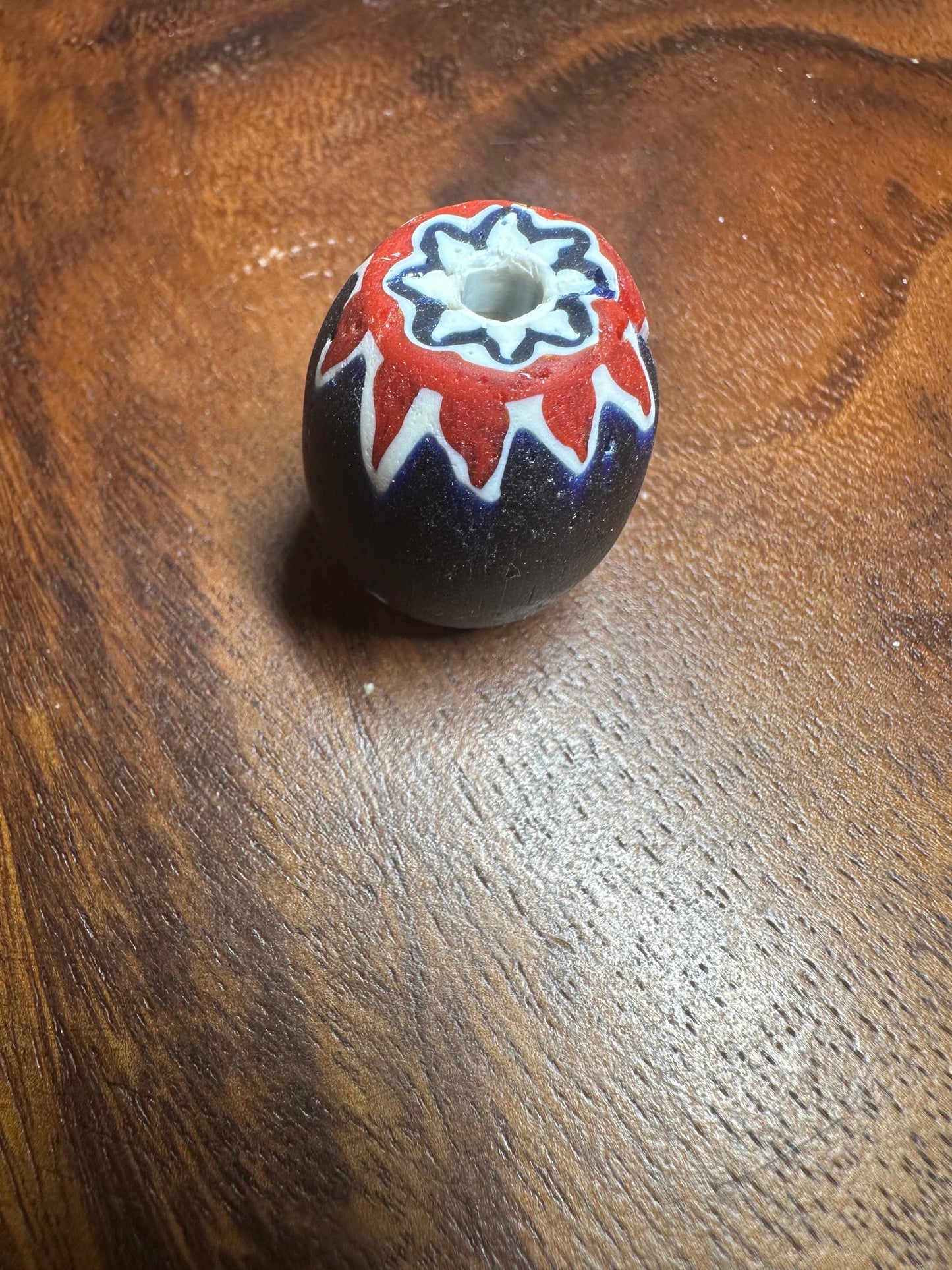 Nepalese Chevron Bead: Handmade Millefiori Starburst Glass