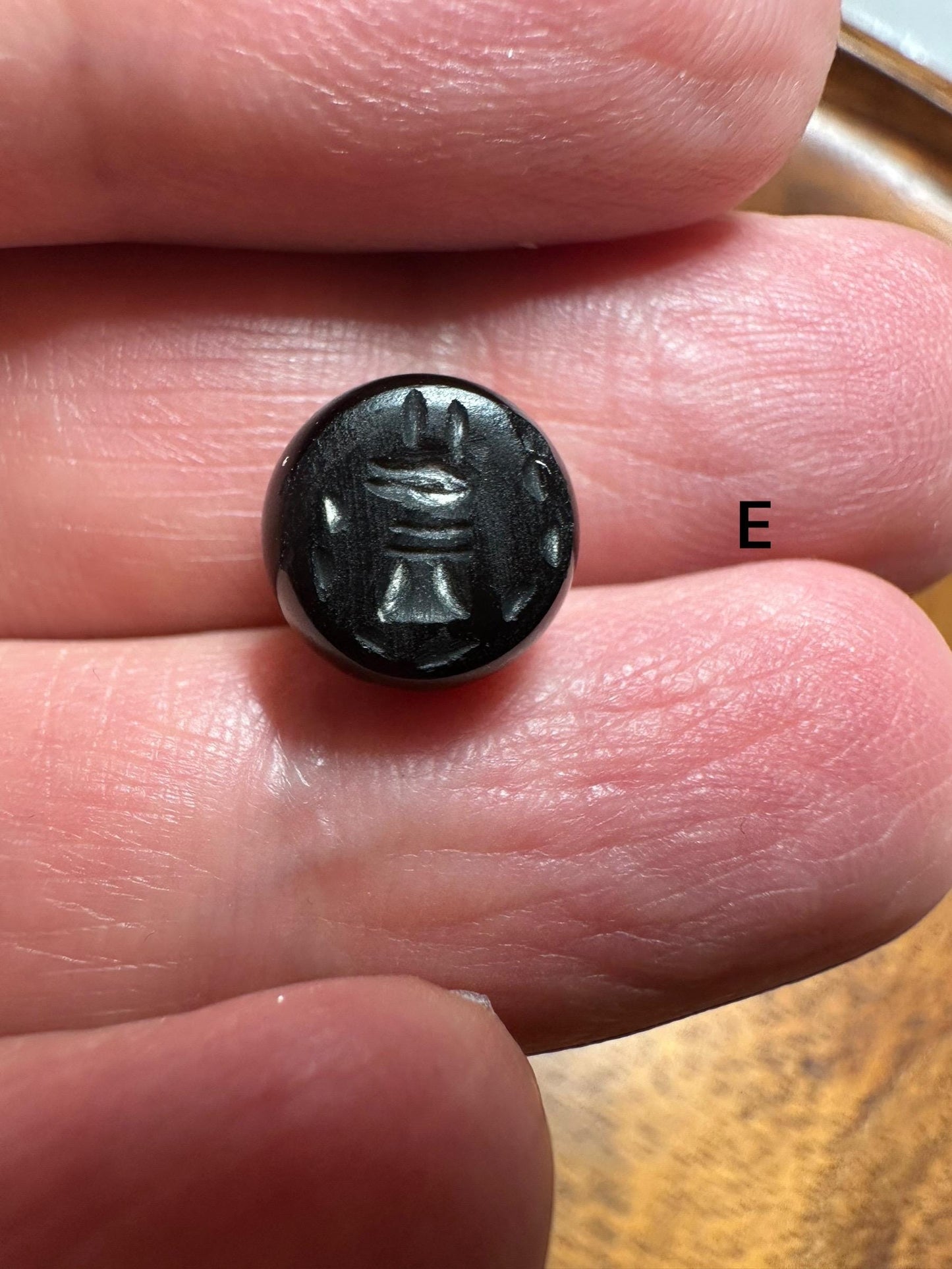 Afghan Style Intaglio Seal Bead  Natural Banded Agate Hand-Carved Animal Design, Collectible Stone