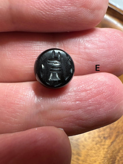 Afghan Style Intaglio Seal Bead  Natural Banded Agate Hand-Carved Animal Design, Collectible Stone