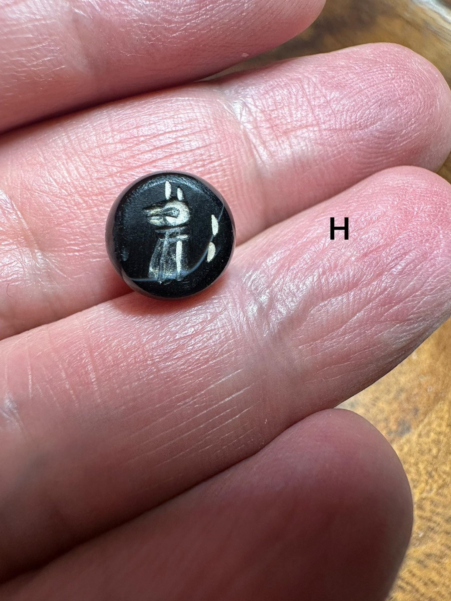 Afghan Style Intaglio Seal Bead  Natural Banded Agate Hand-Carved Animal Design, Collectible Stone